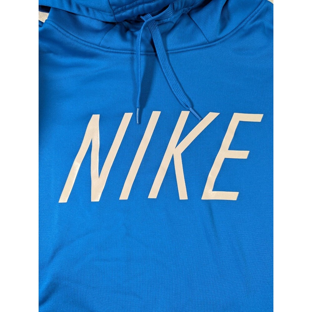 Nike Men’s XL Blue Dri-FIT Pullover Hoodie Big Logo Swoosh Athletic Sweatshirt